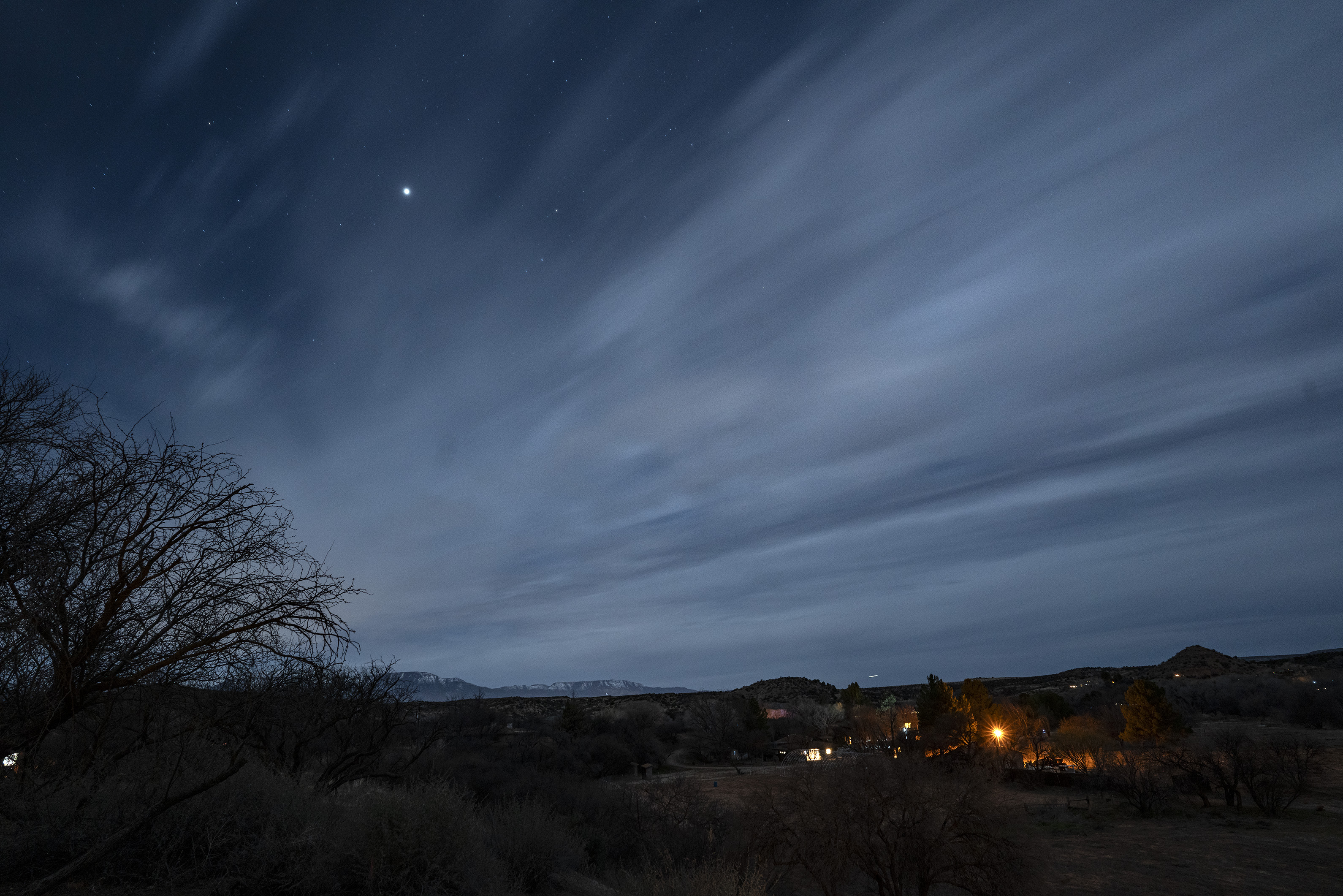 Starry night sky over Oak Creek Retreat
